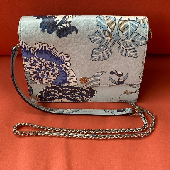 Tory Burch Robinson Blue Floral Handbag - Picture 2 of 8